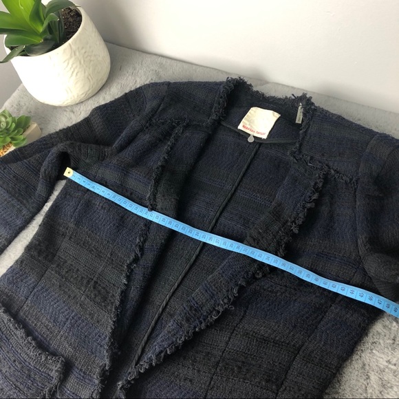 Rebecca Taylor Tweed Blazer with Frayed Edges Navy - Picture 13 of 16